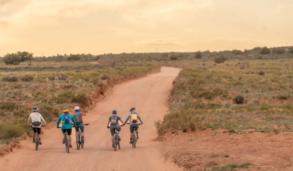 Group biking in the Moab trails