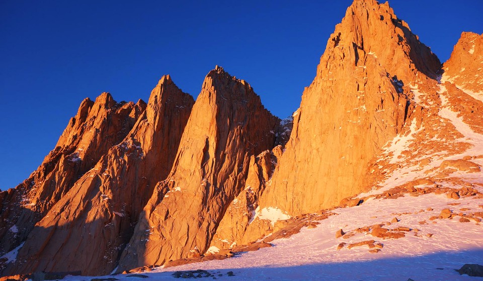 Mt Whitney in snow in winter time