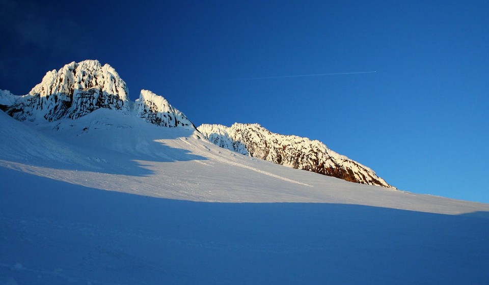 Climbing route on Mt Hood