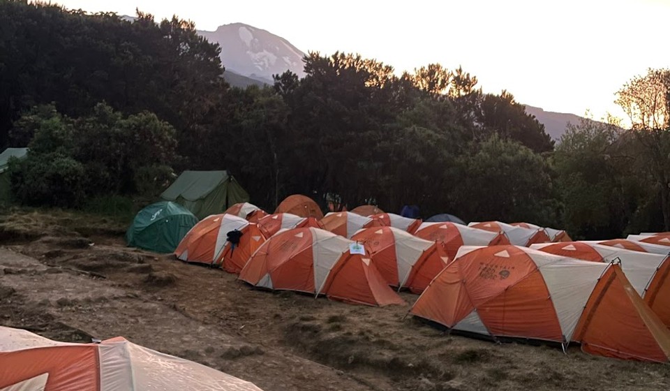 Camping tents on Mt. Kilimanjaro climb.