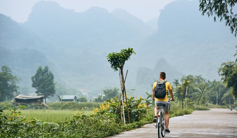 Cycling through the scenic countryside of Vietnam