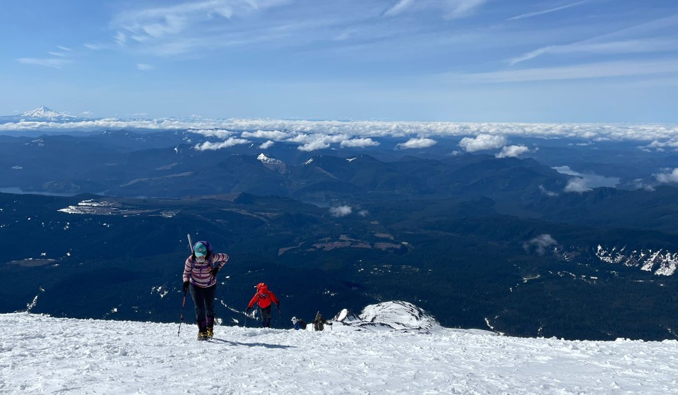 Climbers reaching the summit of Mt. St. Helens