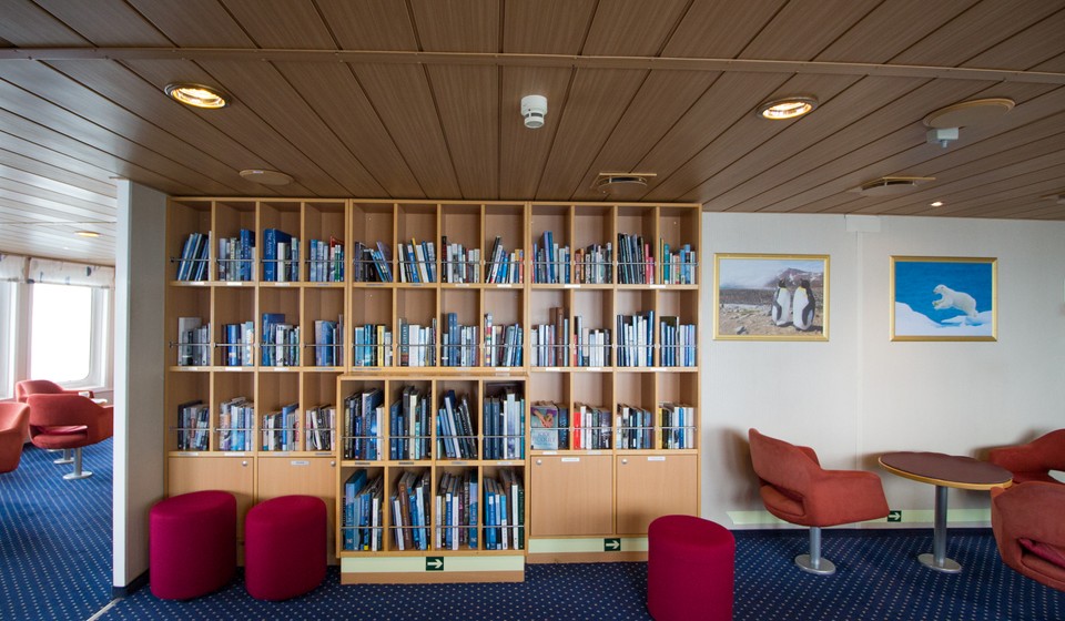 Book collection on the Antarctica expedition cruise