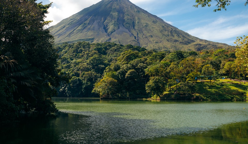 Volcano Arenal and its reflection
