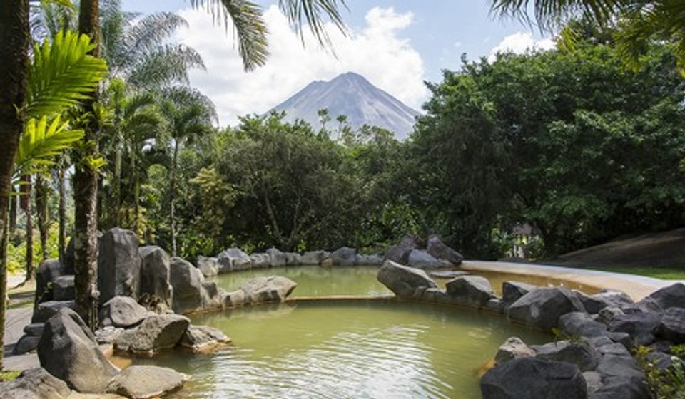 Hot Springs with the Arenal volcano in background