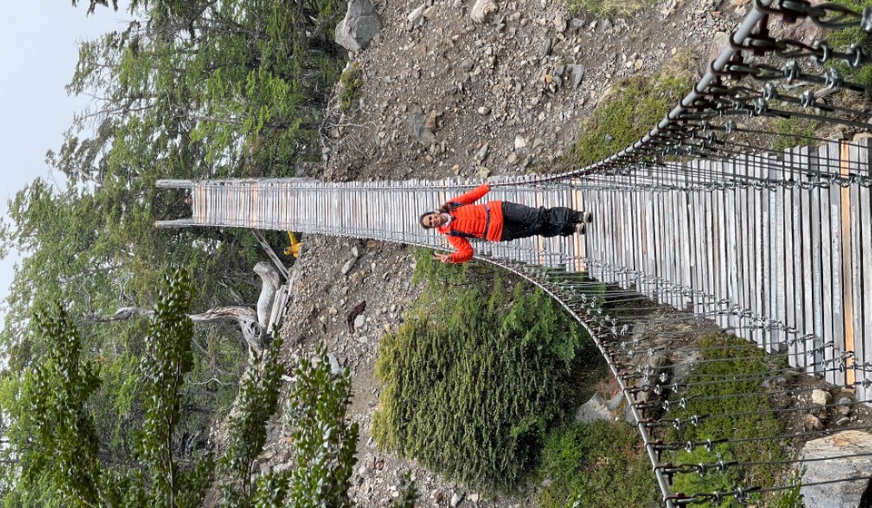 Hanging bridges near Grey Glacier in Torres del Paine National Park, Chile